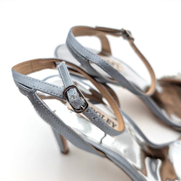 Badgley Mischka Rider Embellished Ankle Strap Sandal Whisper Blue Sz US7.5 EU38 - Picture 12 of 12